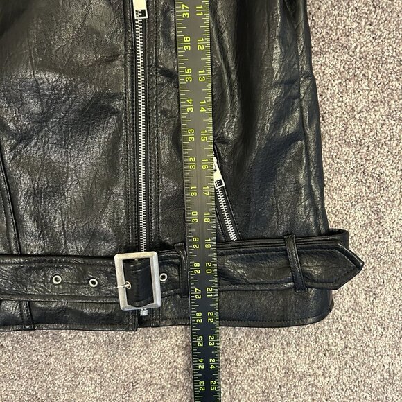 Old Navy Women's Faux Leather Belted Biker Jacket Size XS Black Full Zip NWT - Picture 15 of 16